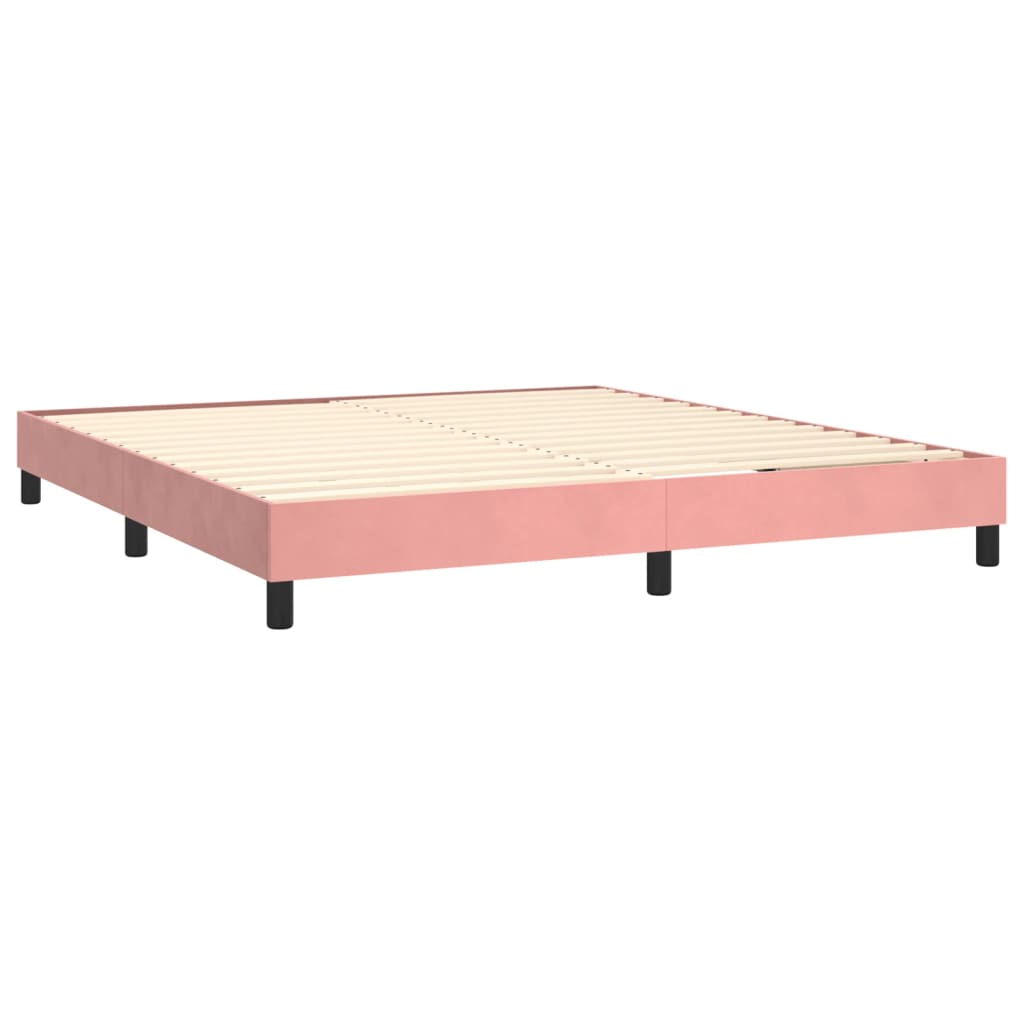 Krevet box spring s madracem LED ružičasti 180x200cm baršunasti