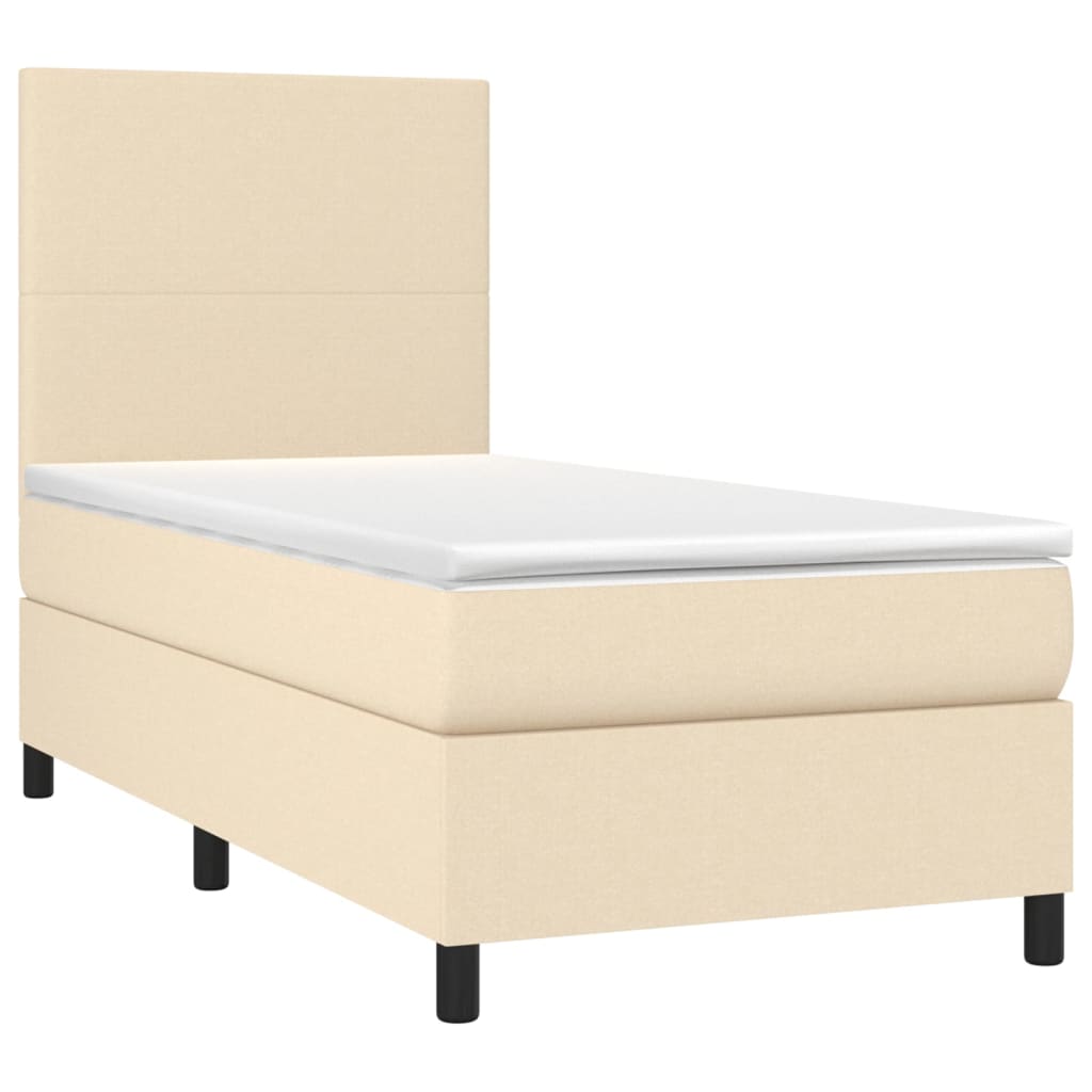 Krevet box spring s madracem LED krem 100x200 cm od tkanine