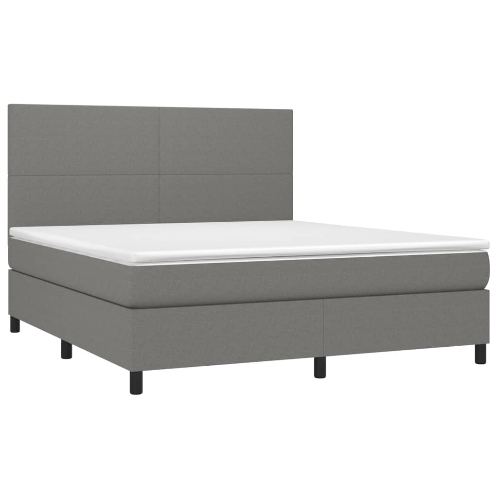 Krevet box spring s madracem LED tamnosivi 180x200 cm tkanina