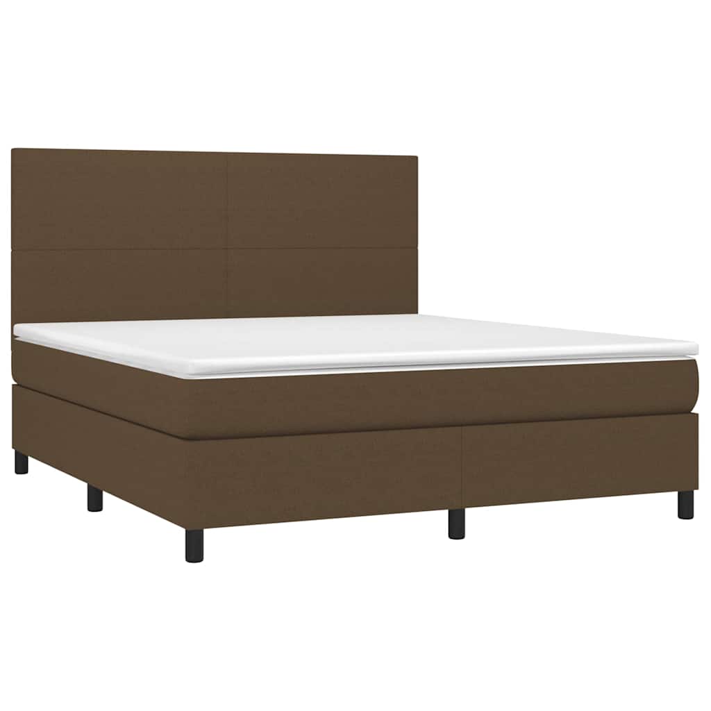 Krevet box spring s madracem LED tamnosmeđi 180x200 cm tkanina