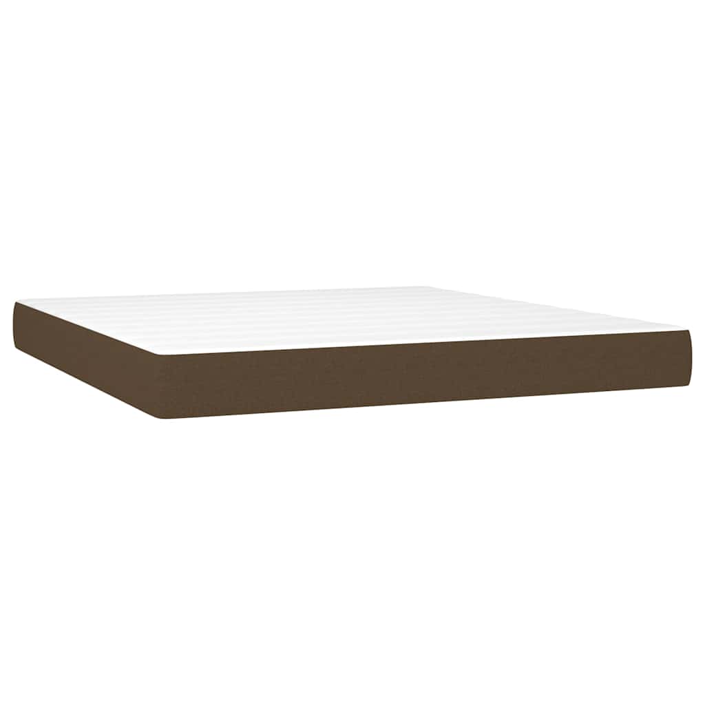 Krevet box spring s madracem LED tamnosmeđi 180x200 cm tkanina
