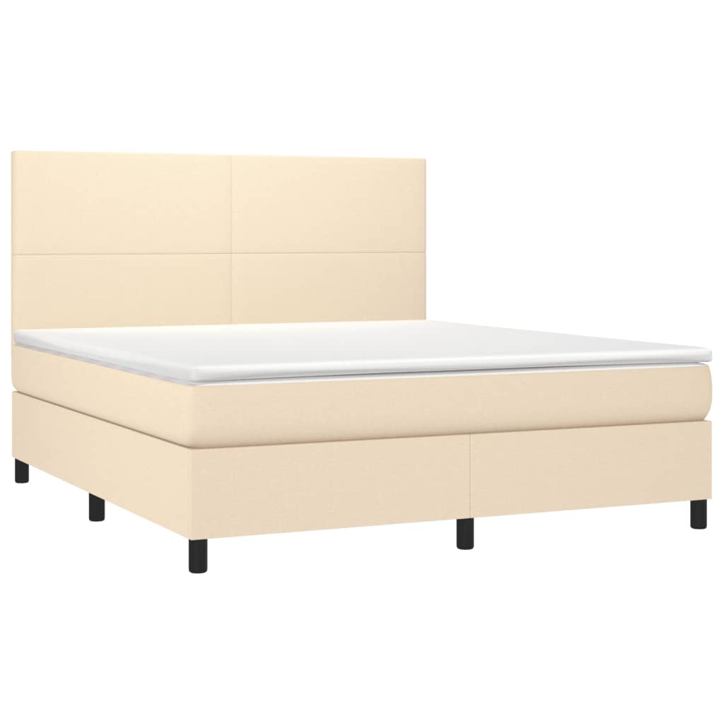 Krevet box spring s madracem LED krem 180x200 cm od tkanine