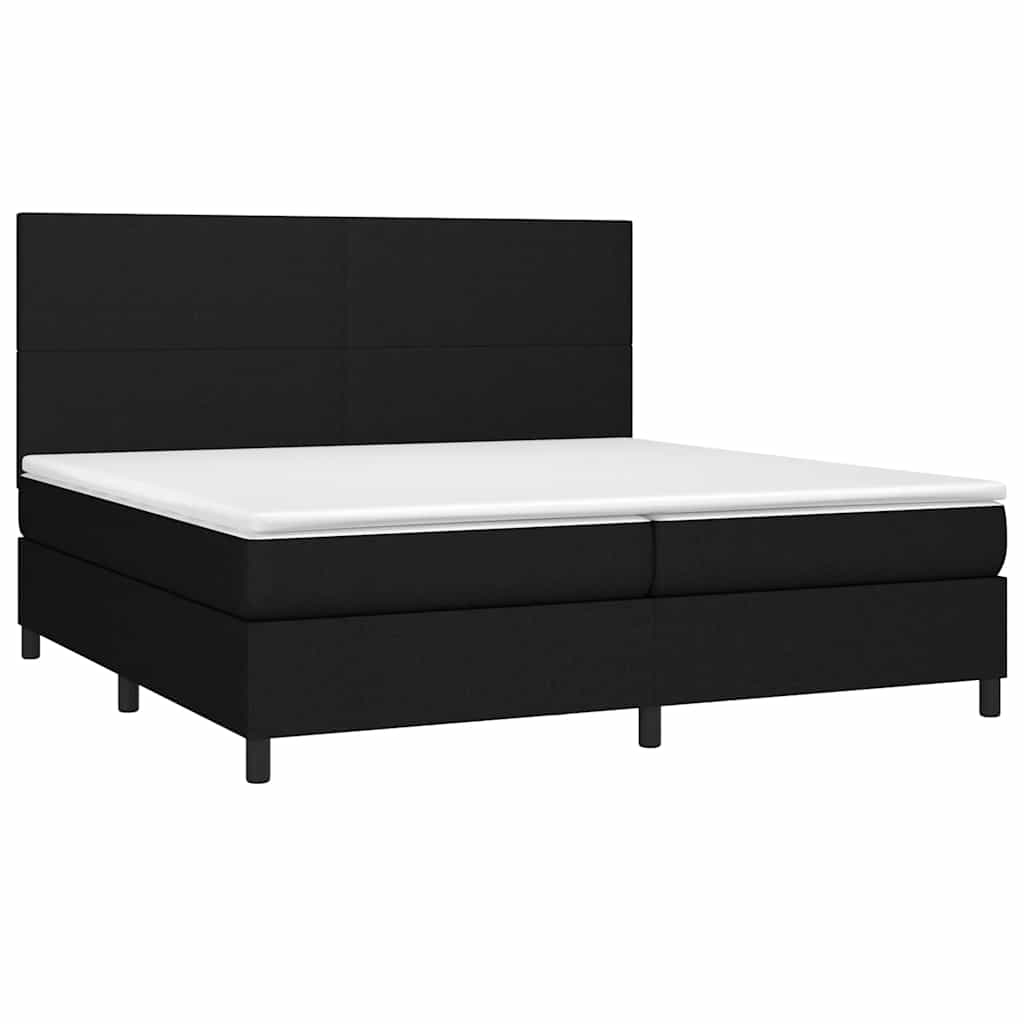 Krevet box spring s madracem LED crni 200x200 cm od tkanine