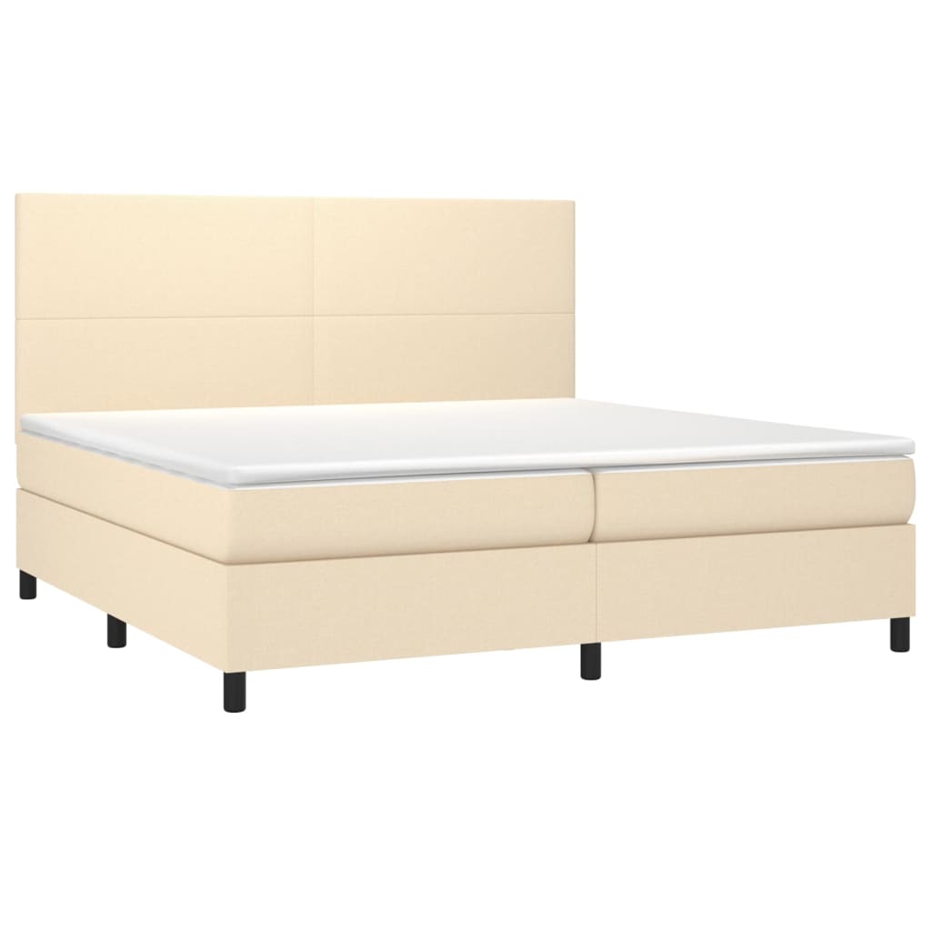 Krevet box spring s madracem LED krem 200x200 cm od tkanine