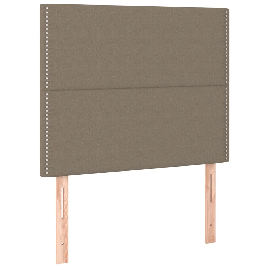 Krevet box spring s madracem LED smeđesivi 90x190 cm tkanina