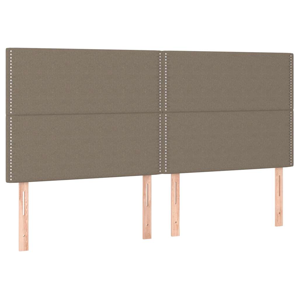 Krevet box spring s madracem LED smeđesivi 180x200 cm tkanina