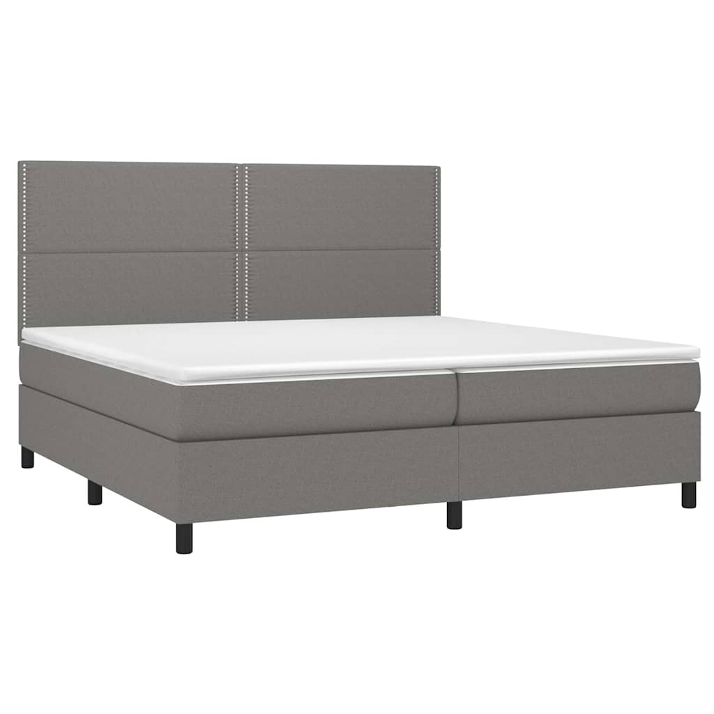 Krevet box spring s madracem LED tamnosivi 200x200 cm tkanina