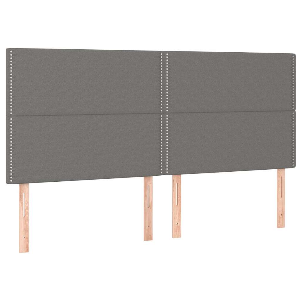 Krevet box spring s madracem LED tamnosivi 200x200 cm tkanina