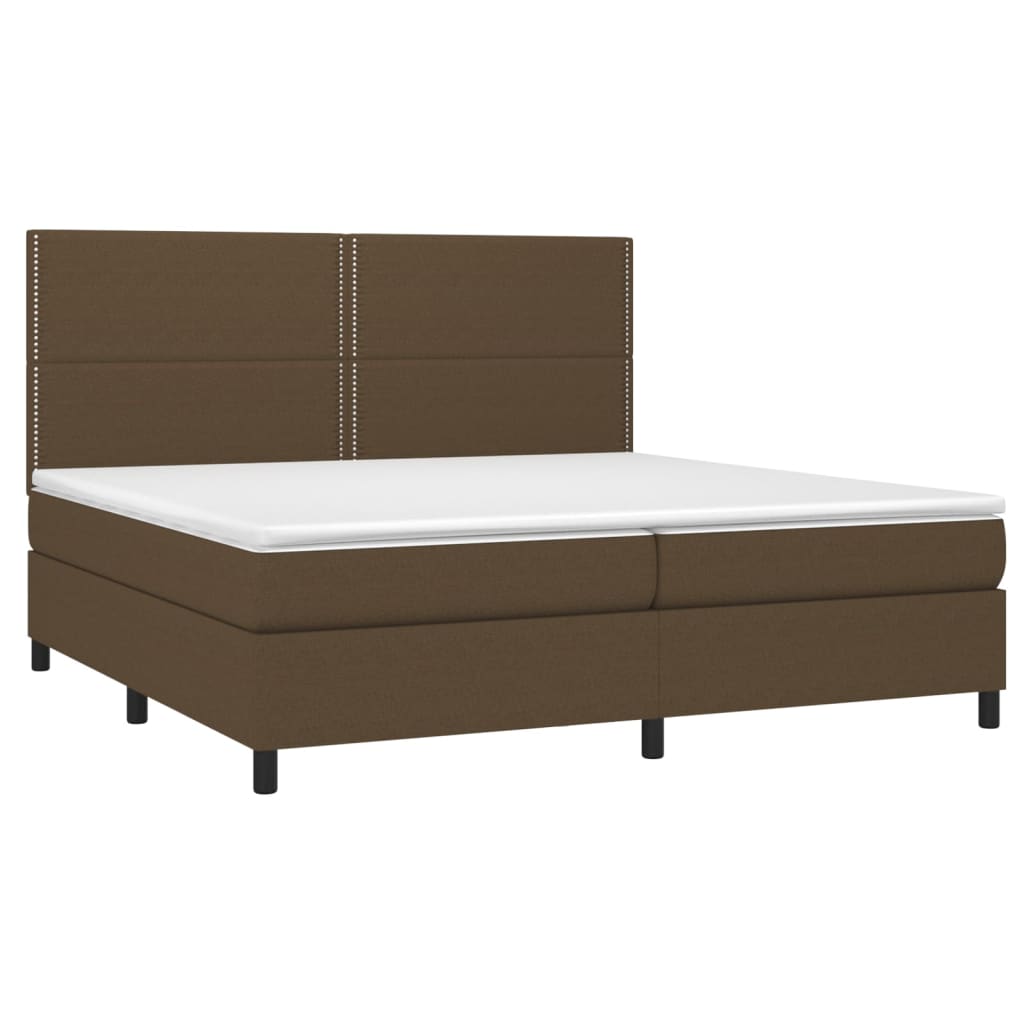 Krevet box spring s madracem LED tamnosmeđi 200x200 cm tkanina