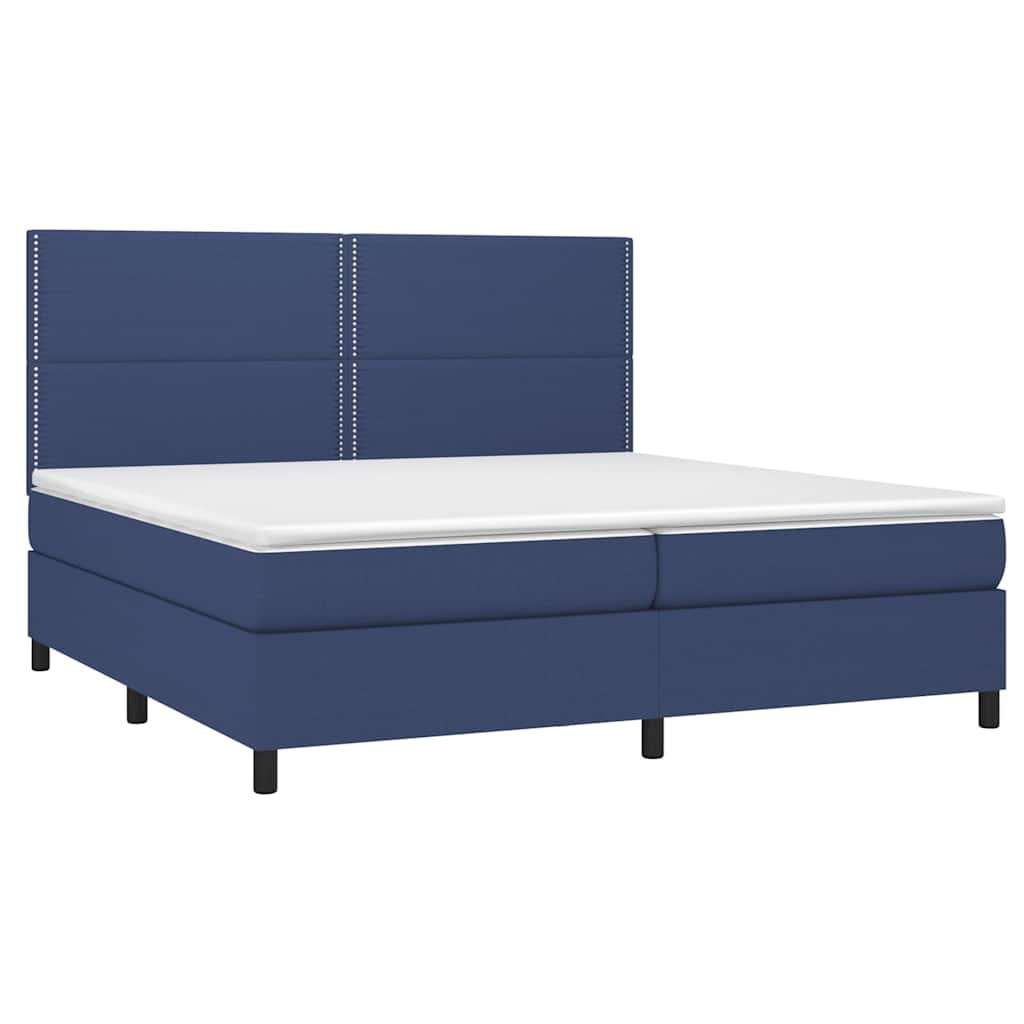 Krevet box spring s madracem LED plavi 200x200 cm od tkanine