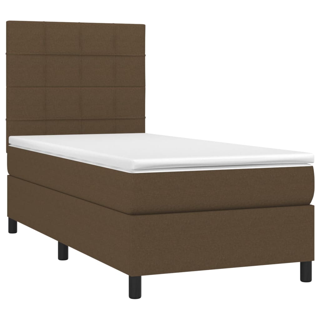 Krevet box spring s madracem LED tamnosmeđi 90x190 cm tkanina