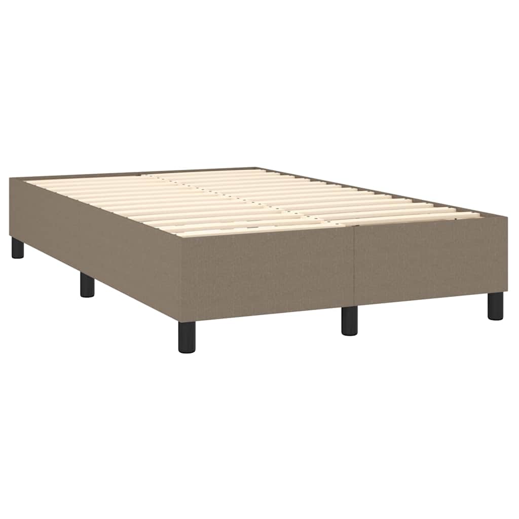 Krevet box spring s madracem LED smeđesivi 120 x 200 cm tkanina