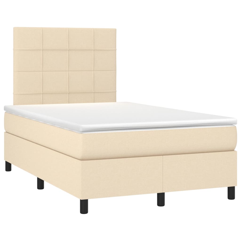 Krevet box spring s madracem LED krem 120 x 200 cm od tkanine
