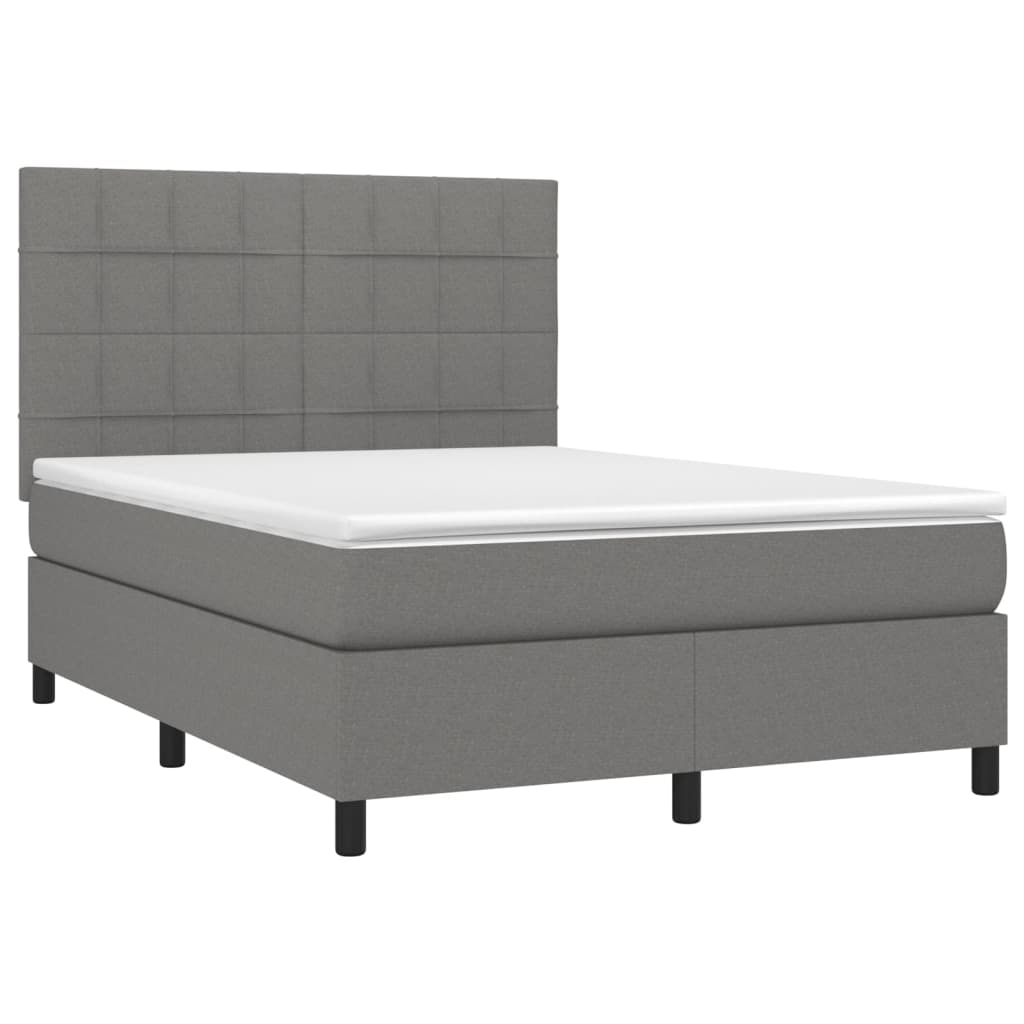 Krevet box spring s madracem LED tamnosivi 140x200 cm tkanina