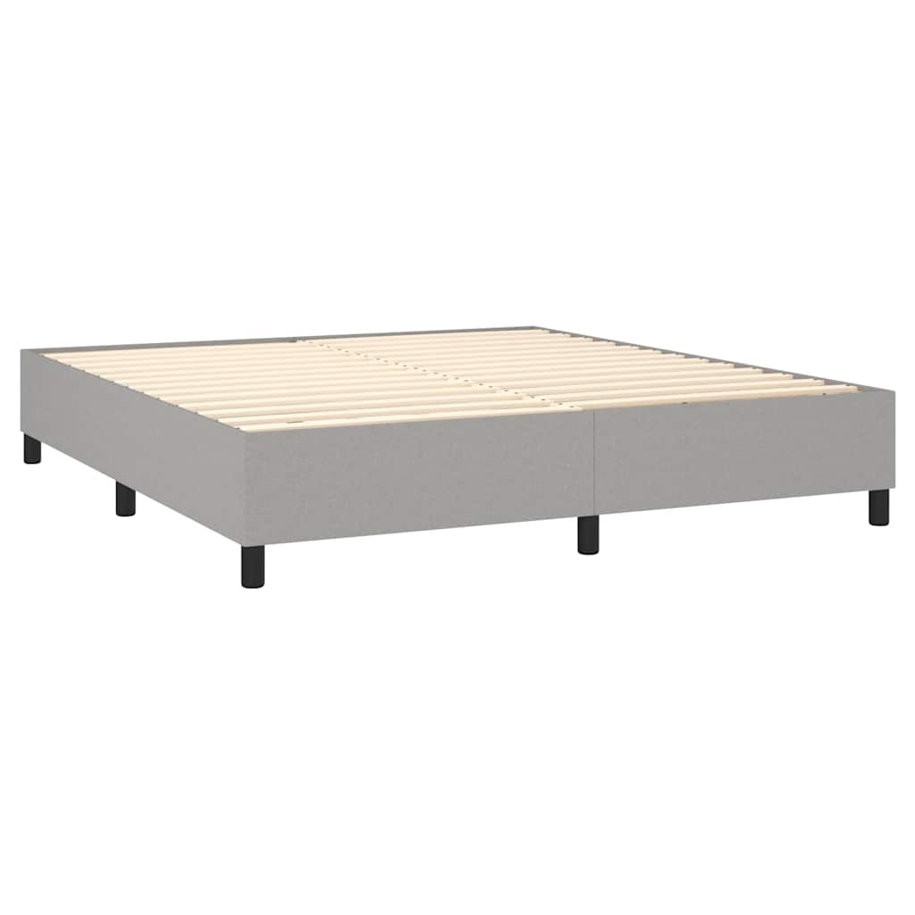 Krevet box spring s madracem LED svjetlosivi 180x200 cm tkanina