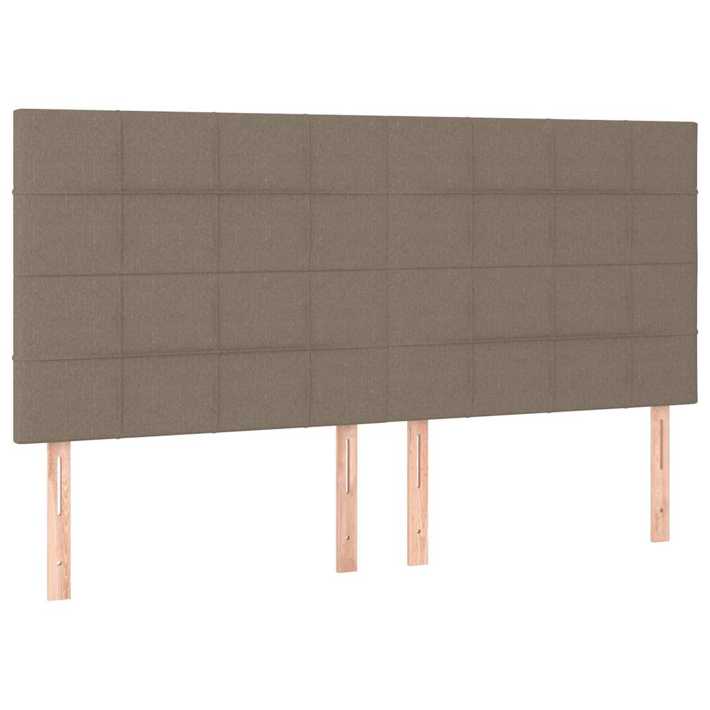 Krevet box spring s madracem LED smeđesivi 180x200 cm tkanina
