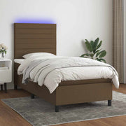 Krevet box spring s madracem LED tamnosmeđi 80 x 200 cm tkanina