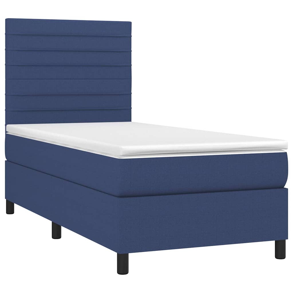 Krevet box spring s madracem LED plavi 80 x 200 cm od tkanine