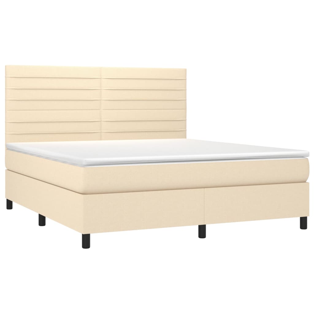 Krevet box spring s madracem LED krem 180x200 cm od tkanine