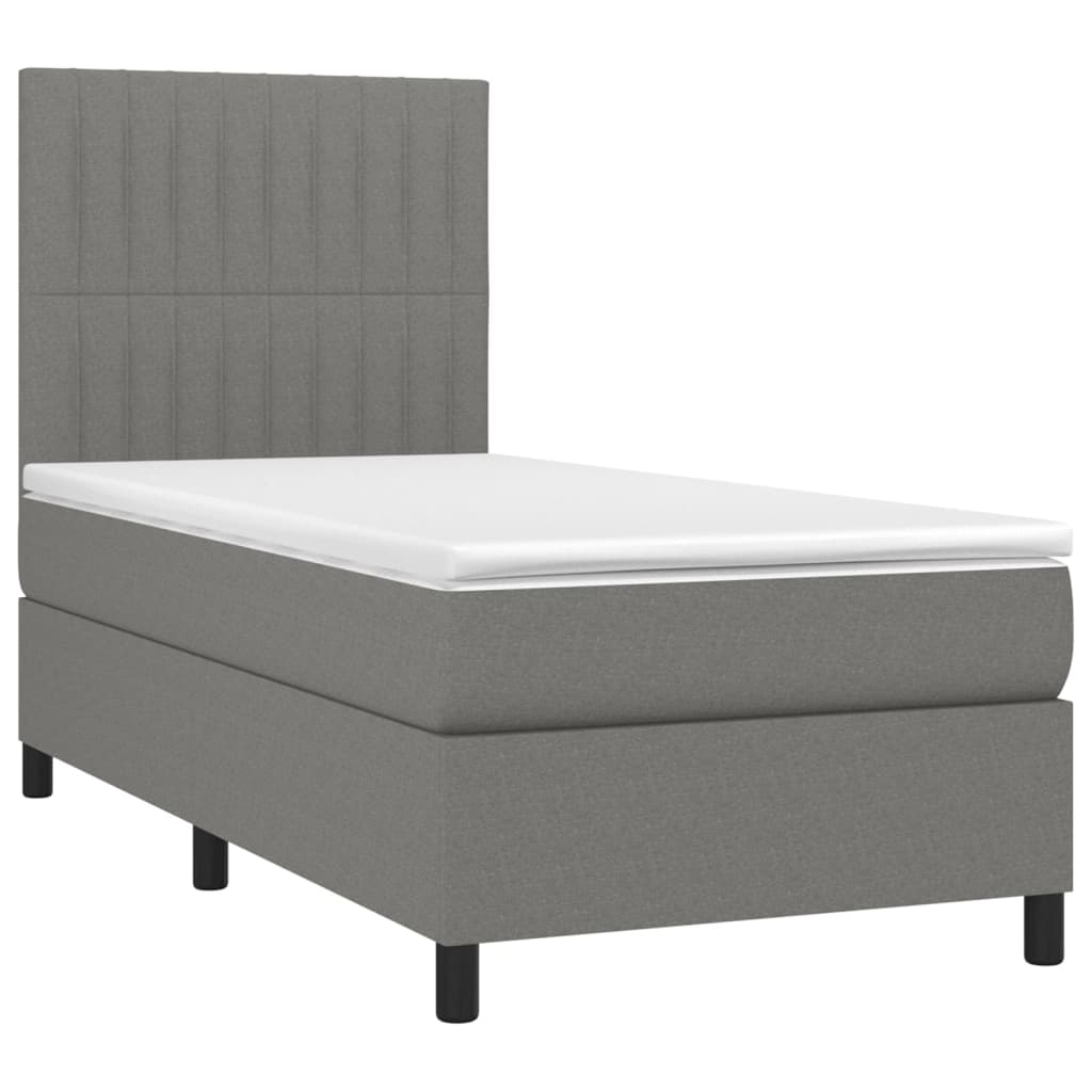 Krevet box spring s madracem LED tamnosivi 80 x 200 cm tkanina