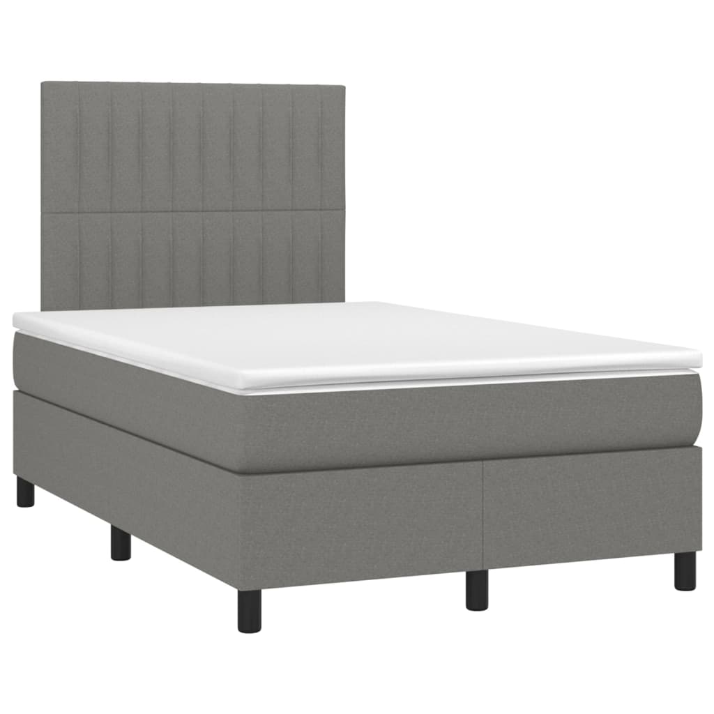 Krevet box spring s madracem LED tamnosivi 120 x 200 cm tkanina