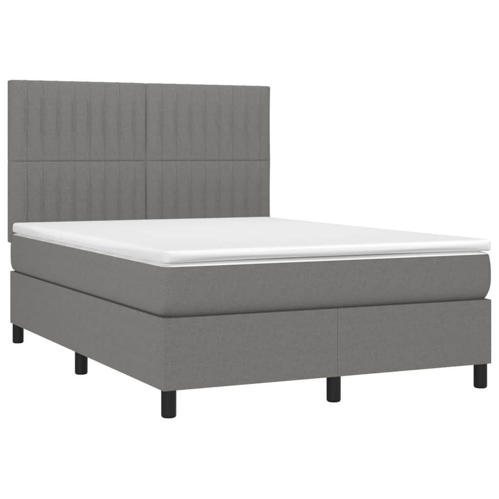 Krevet box spring s madracem LED tamnosivi 140x200 cm tkanina