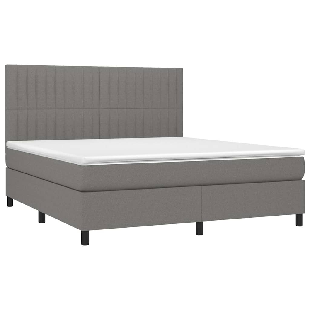 Krevet box spring s madracem LED tamnosivi 160x200 cm tkanina