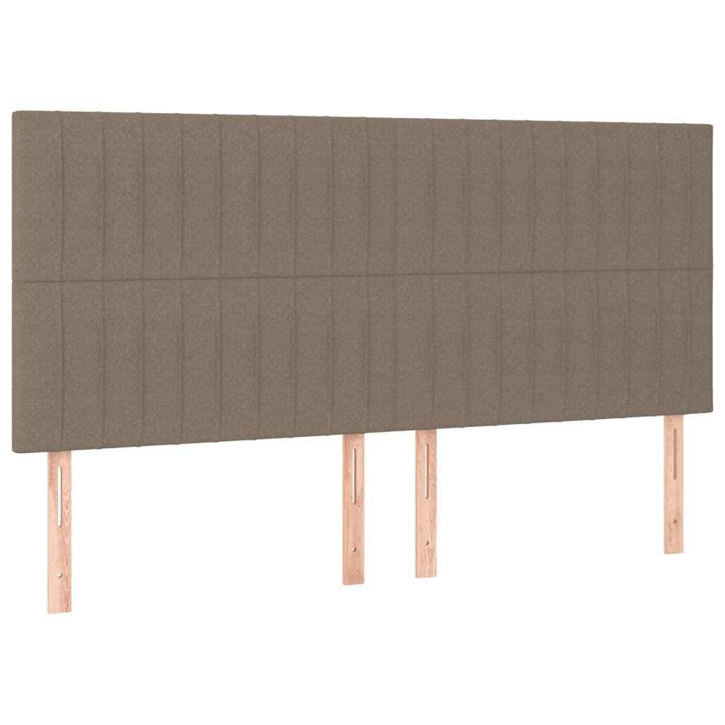 Krevet box spring s madracem LED smeđesivi 160x200 cm tkanina