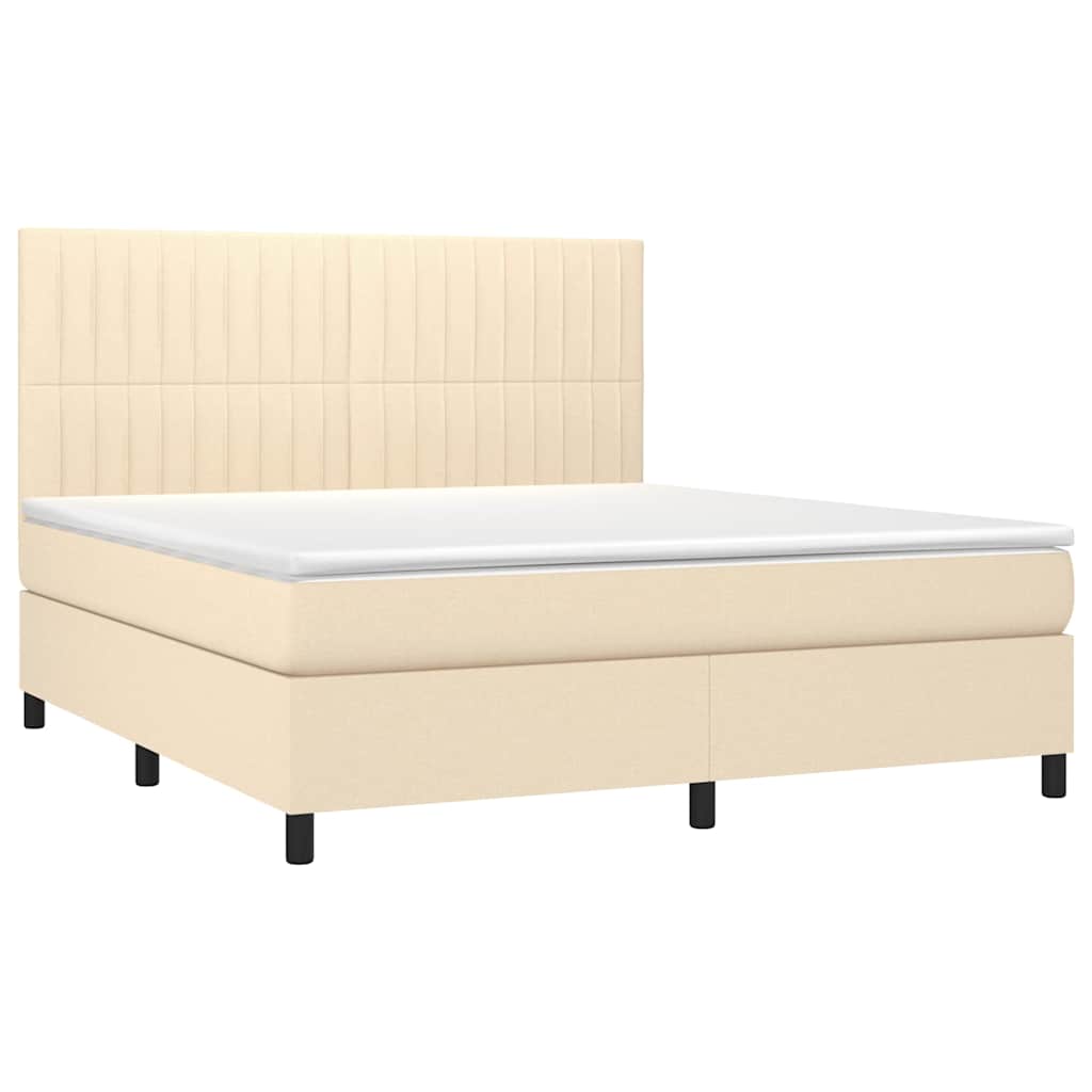 Krevet box spring s madracem LED krem 160x200 cm od tkanine