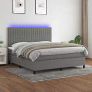 Krevet box spring s madracem LED tamnosivi 180x200 cm tkanina