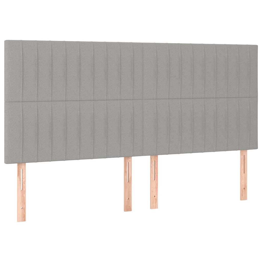 Krevet box spring s madracem LED svjetlosivi 200x200 cm tkanina