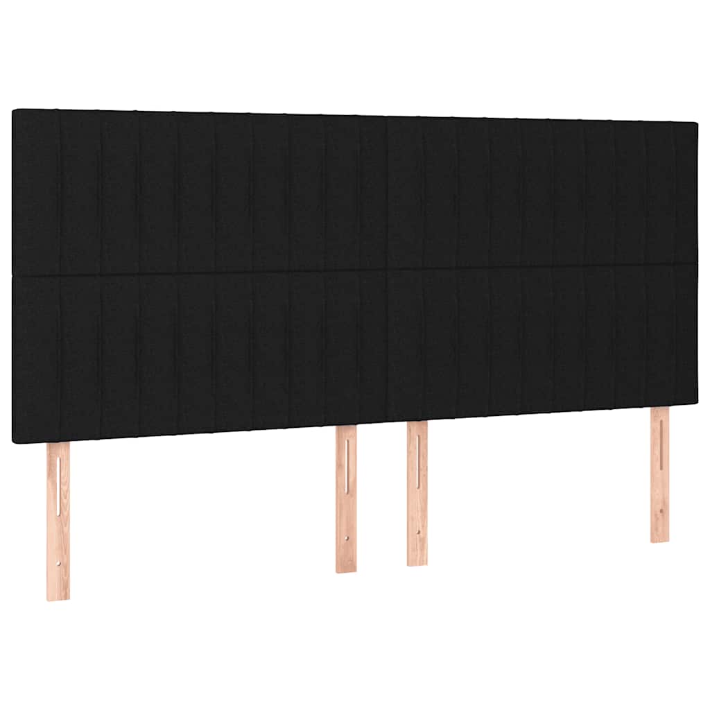 Krevet box spring s madracem LED crni 200x200 cm od tkanine