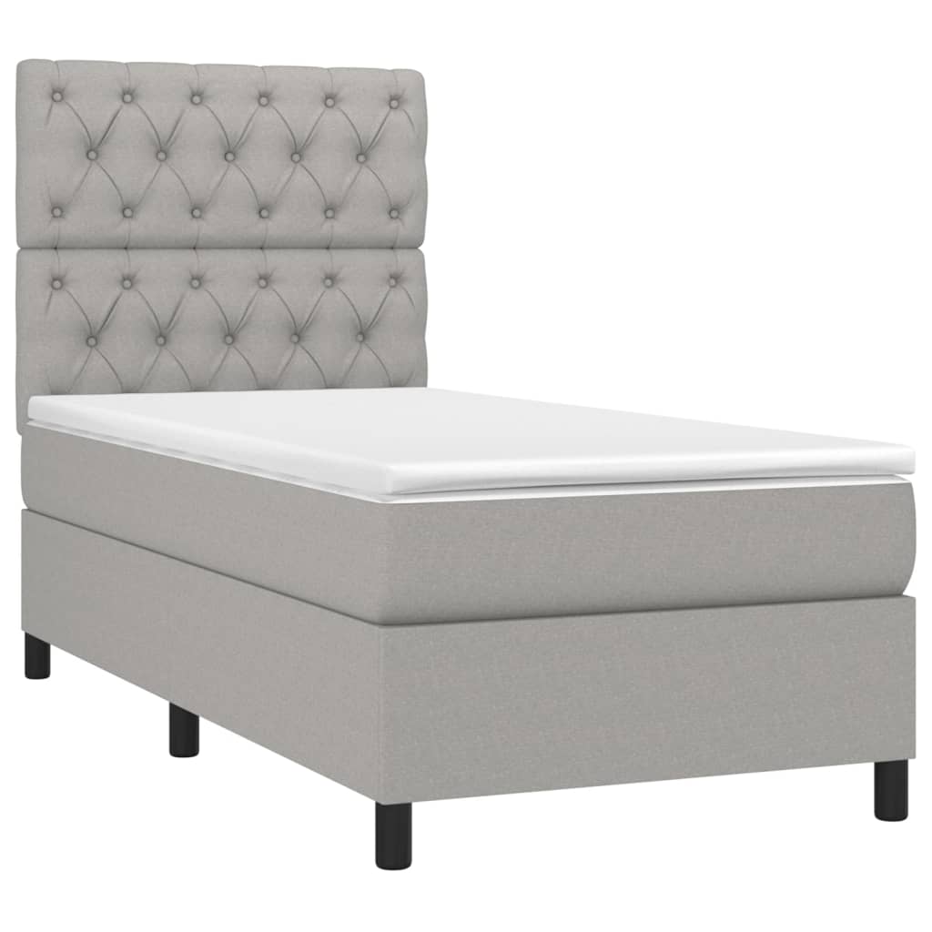 Krevet box spring s madracem LED svjetlosivi 80x200 cm tkanina