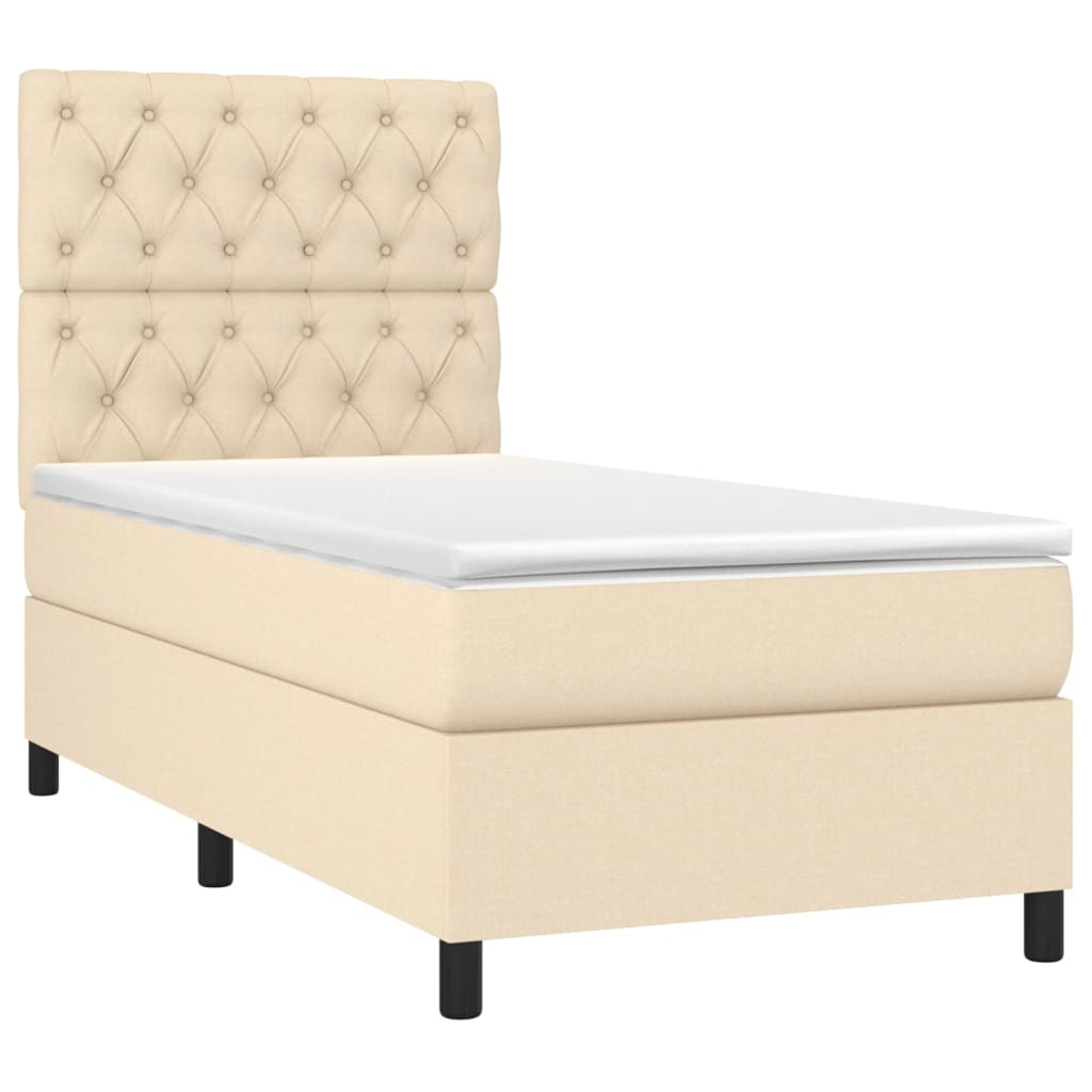 Krevet box spring s madracem LED krem 80 x 200 cm od tkanine