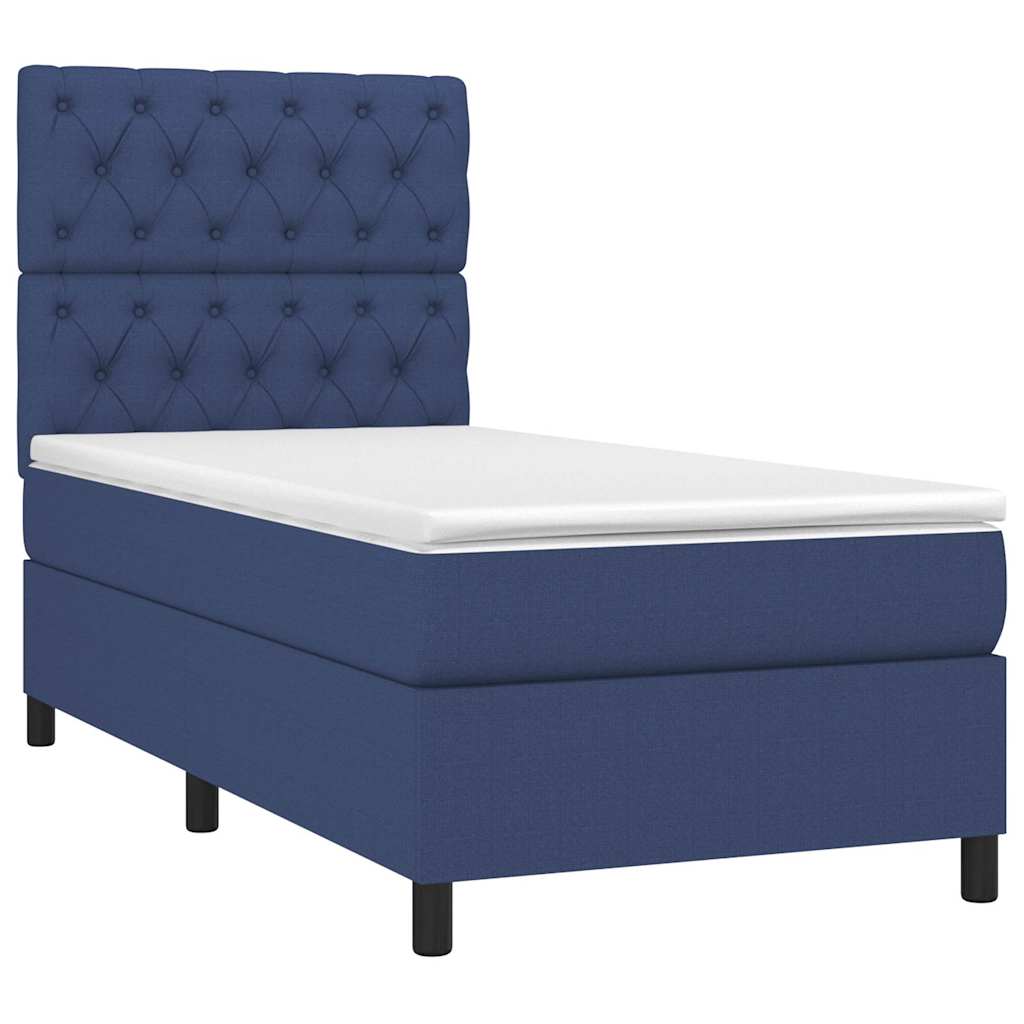 Krevet box spring s madracem LED plavi 80 x 200 cm od tkanine