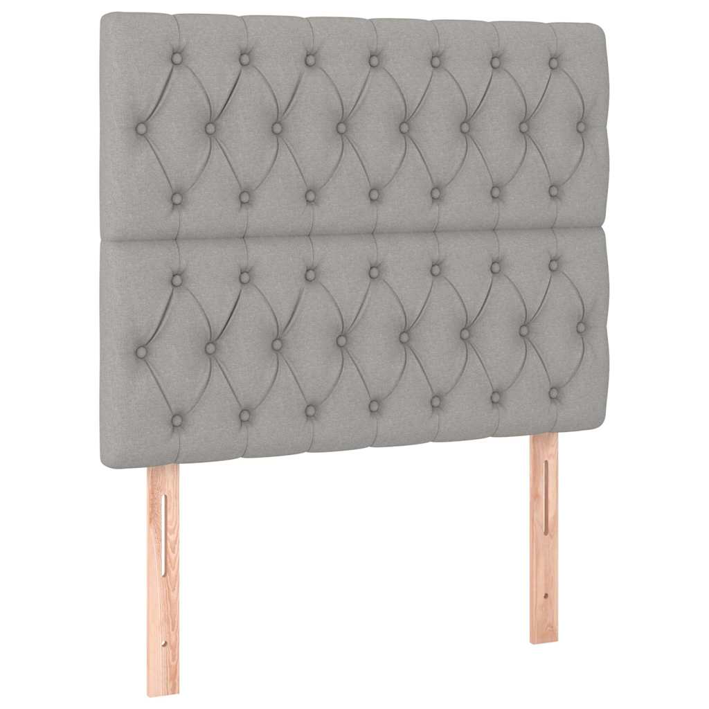 Krevet box spring s madracem LED svjetlosivi 100x200 cm tkanina