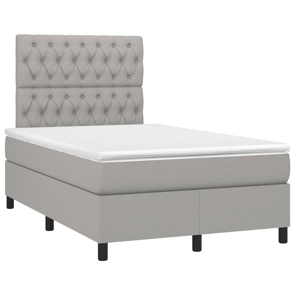Krevet box spring s madracem LED svjetlosivi 120x200 cm tkanina