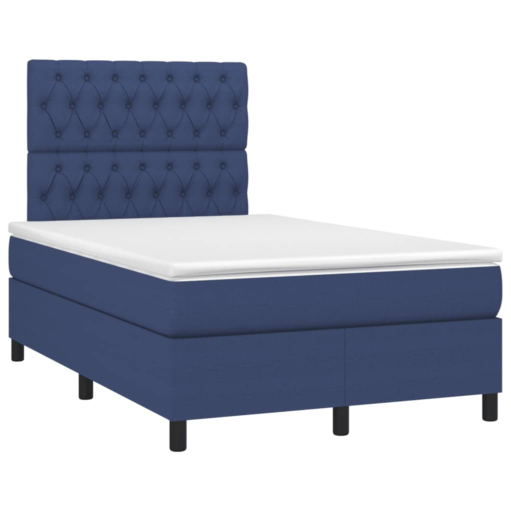 Krevet box spring s madracem LED plavi 120 x 200 cm od tkanine
