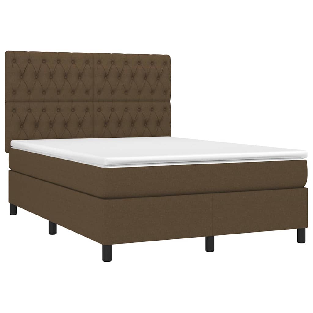 Krevet box spring s madracem LED tamnosmeđi 140x190 cm tkanina