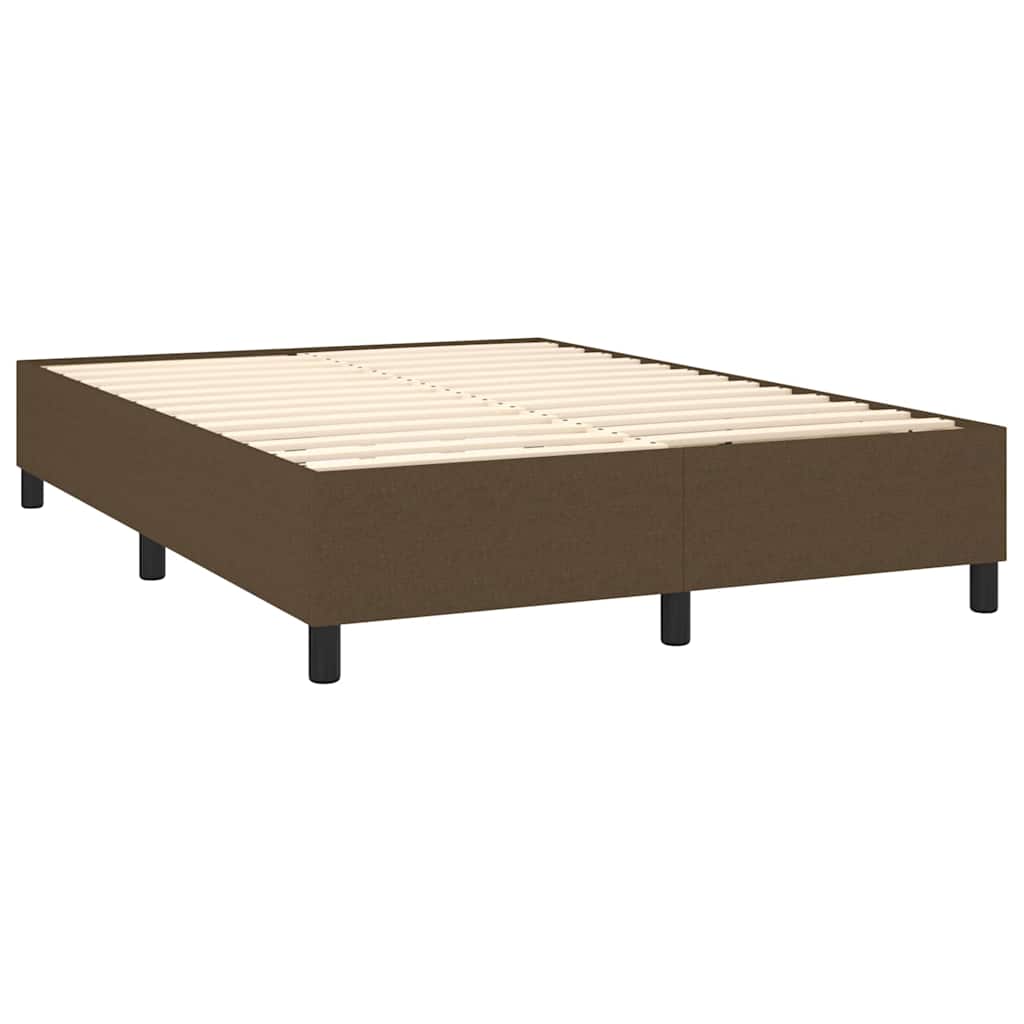 Krevet box spring s madracem LED tamnosmeđi 140x190 cm tkanina