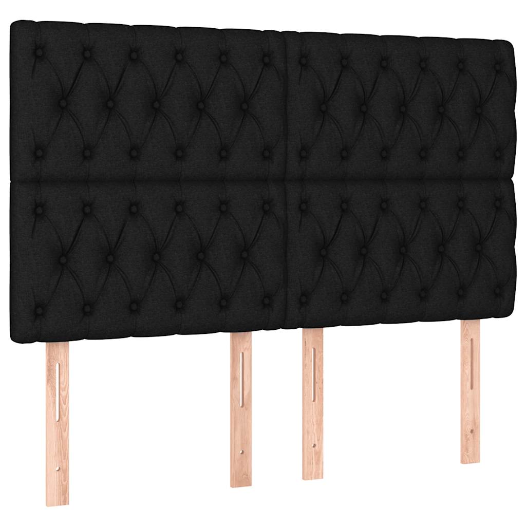 Krevet box spring s madracem LED crni 140x200 cm od tkanine