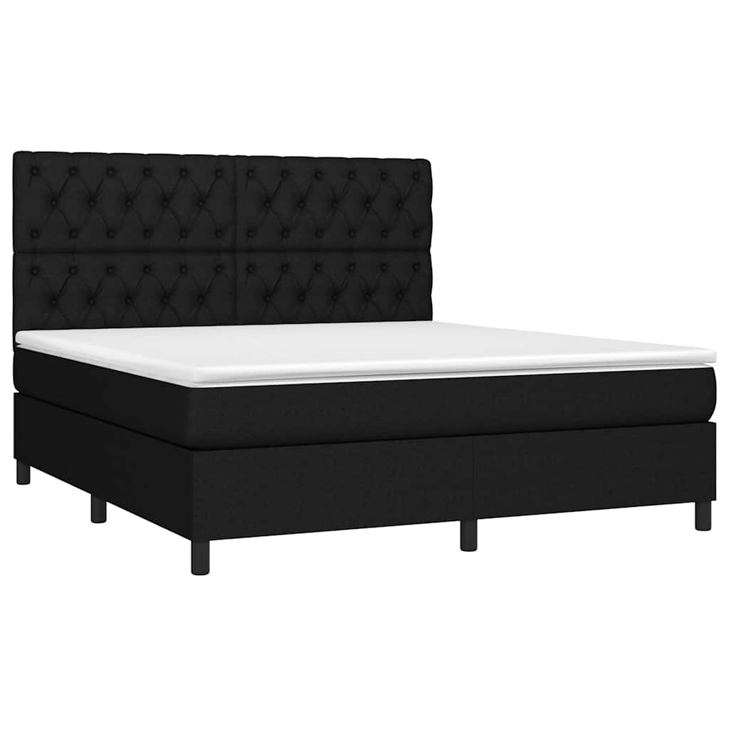 Krevet box spring s madracem LED crni 160x200 cm od tkanine