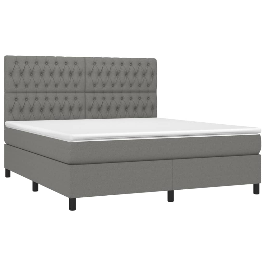 Krevet box spring s madracem LED tamnosivi 180x200 cm tkanina