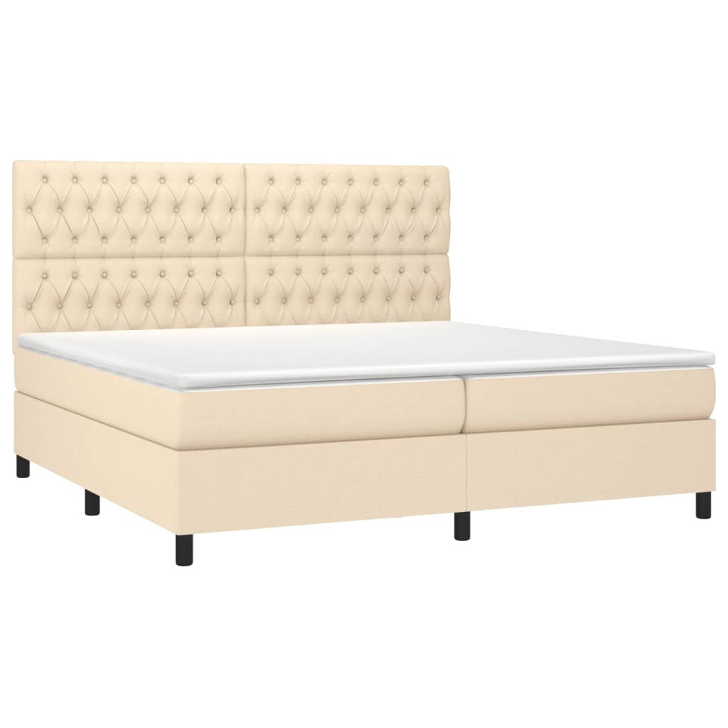 Krevet box spring s madracem LED krem 200x200 cm od tkanine
