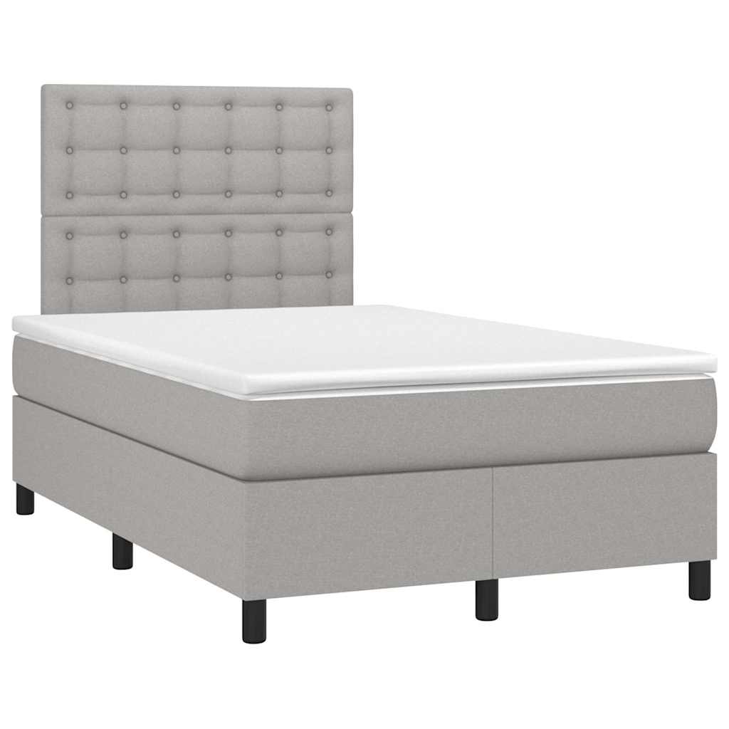 Krevet box spring s madracem LED svjetlosivi 120x200 cm tkanina