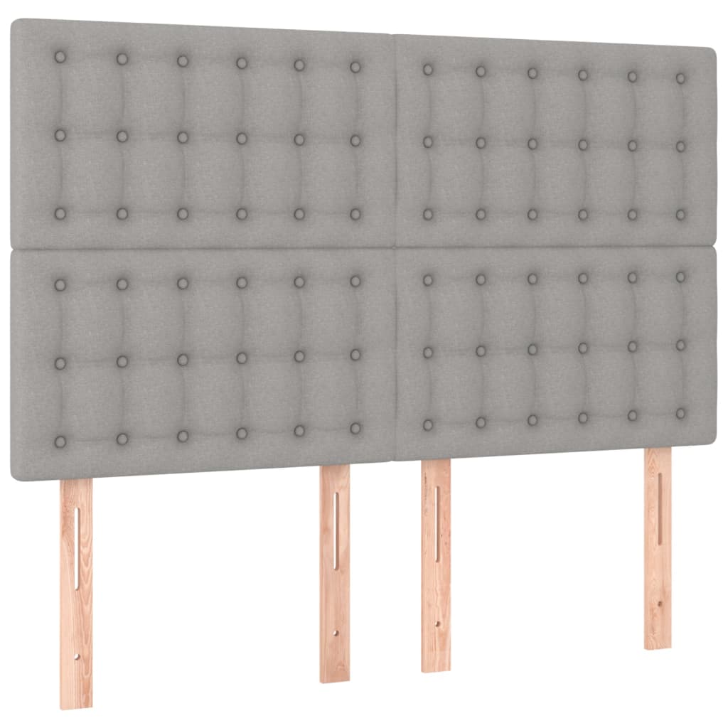 Krevet box spring s madracem LED svjetlosivi 140x190 cm tkanina