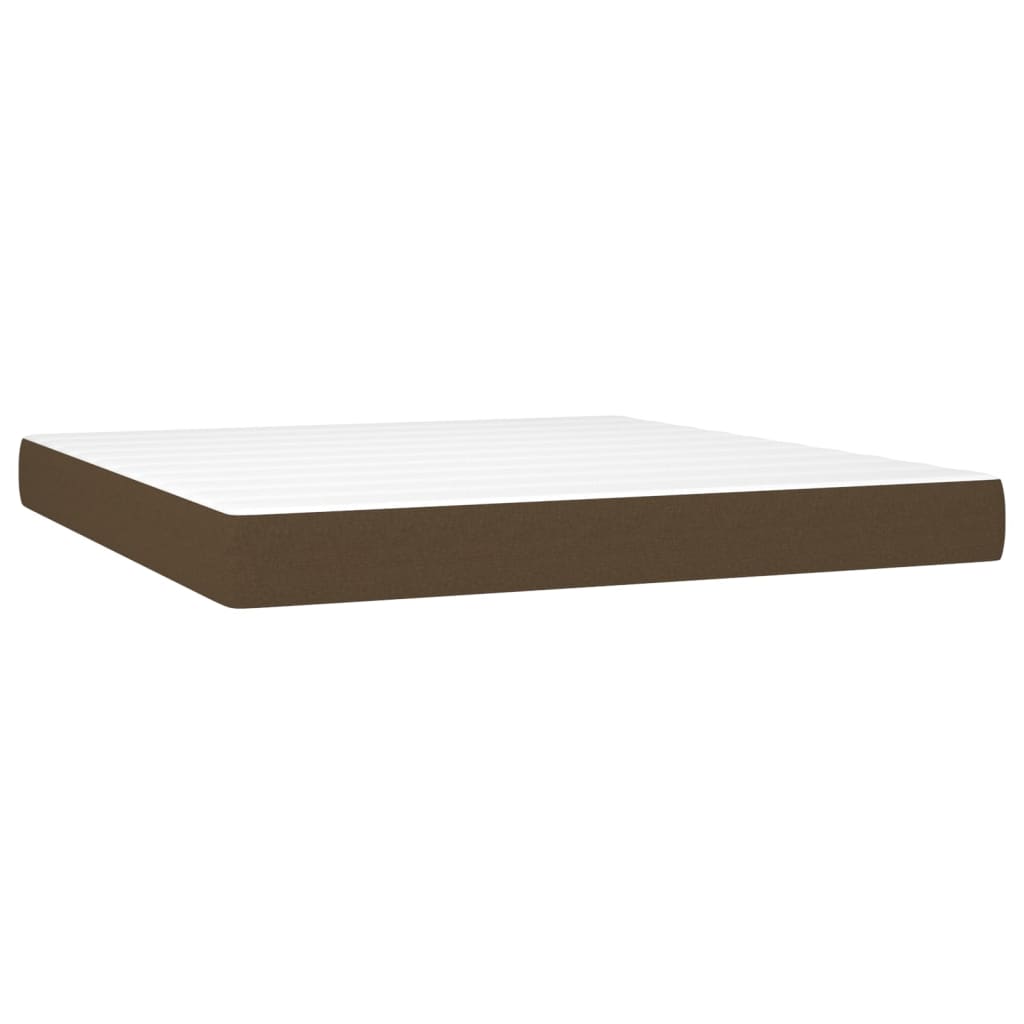 Krevet box spring s madracem LED tamnosmeđi 180x200 cm tkanina
