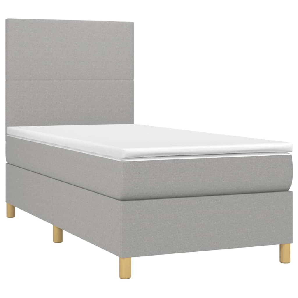 Krevet box spring s madracem LED svjetlosivi 80x200 cm tkanina