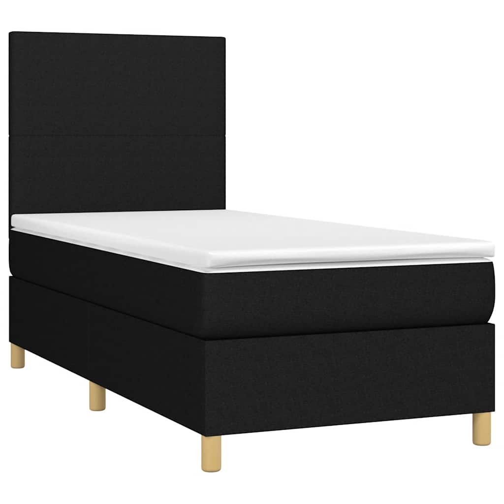 Krevet box spring s madracem LED crni 100x200 cm od tkanine