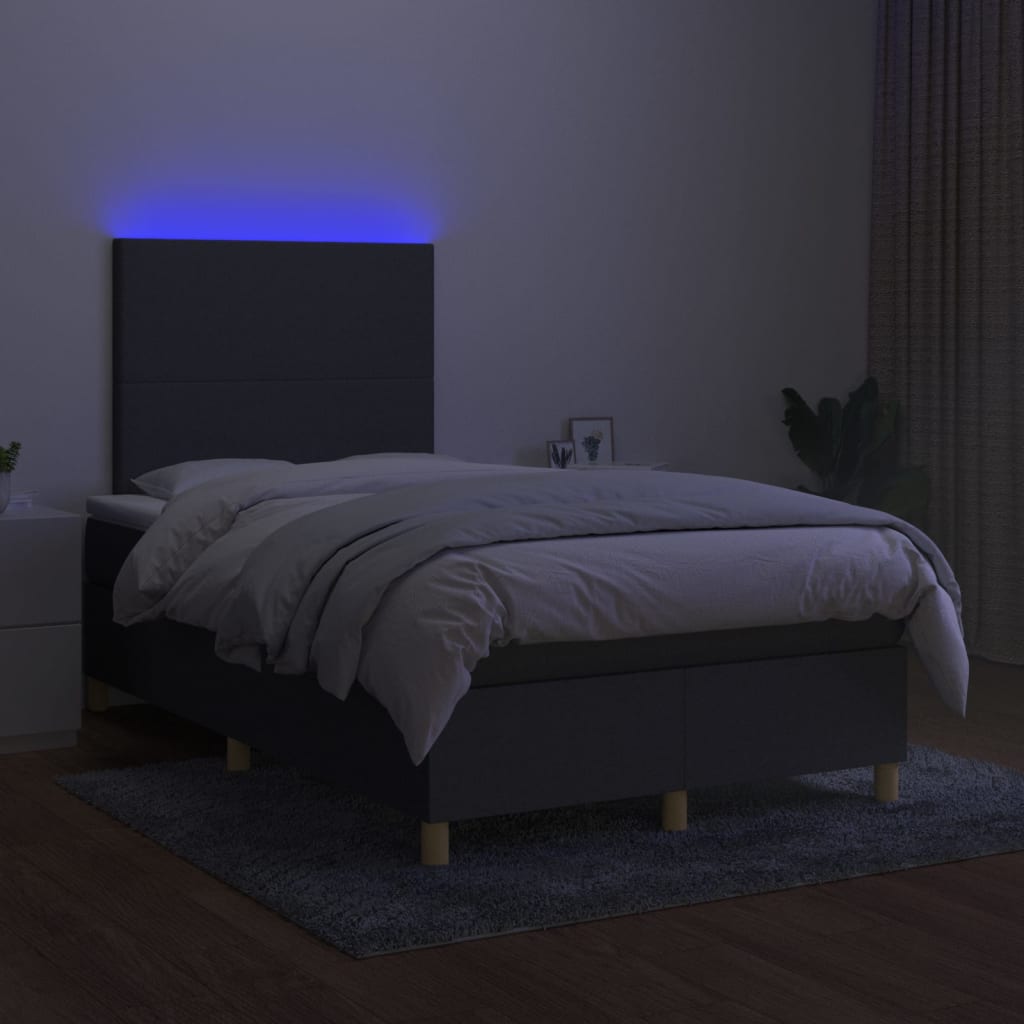 Krevet box spring s madracem LED tamnosivi 120 x 200 cm tkanina